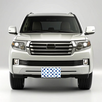 Dark Blue Polka Dots White Background Metal Vanity Novelty Tag License Plate for Trucks Cars SUVs