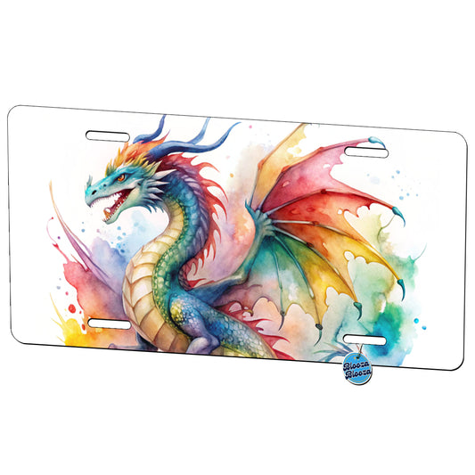 Dragon Watercolor Design Metal Vanity Novelty Tag License Plate for Trucks Cars SUVs