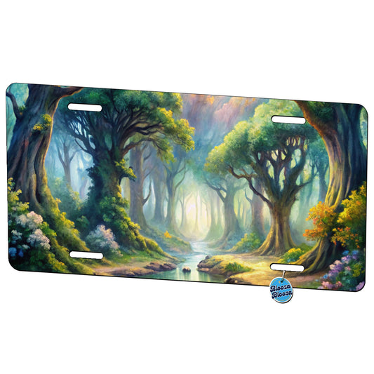 Elvish Elves Forest Fantasy Watercolor Design Metal Vanity Novelty Tag License Plate for Trucks Cars SUVs