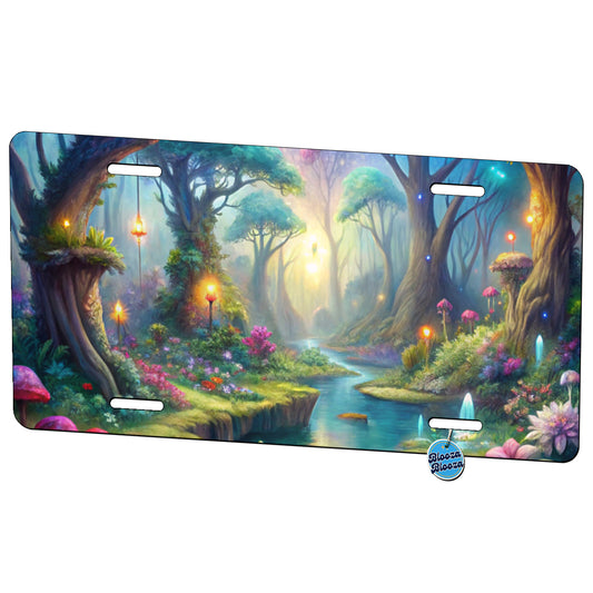 Fairy Forest Trees Fantasy Watercolor Design Metal Vanity Novelty Tag License Plate for Trucks Cars SUVs
