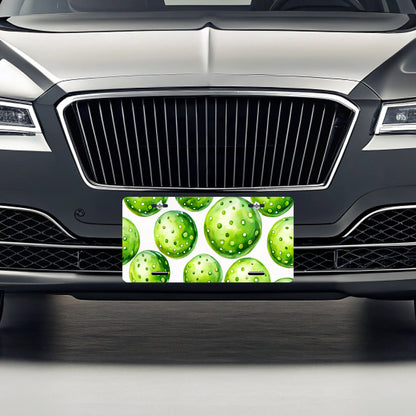Fluorescent Green Pickleballs Metal Vanity Novelty Tag License Plate for Trucks Cars SUVs