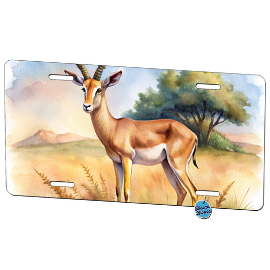 Gazelle African Plain Watercolor Design Metal Vanity Novelty Tag License Plate for Trucks Cars SUVs