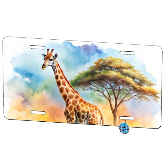 Giraffe African Plain Watercolor Design Metal Vanity Novelty Tag License Plate for Trucks Cars SUVs