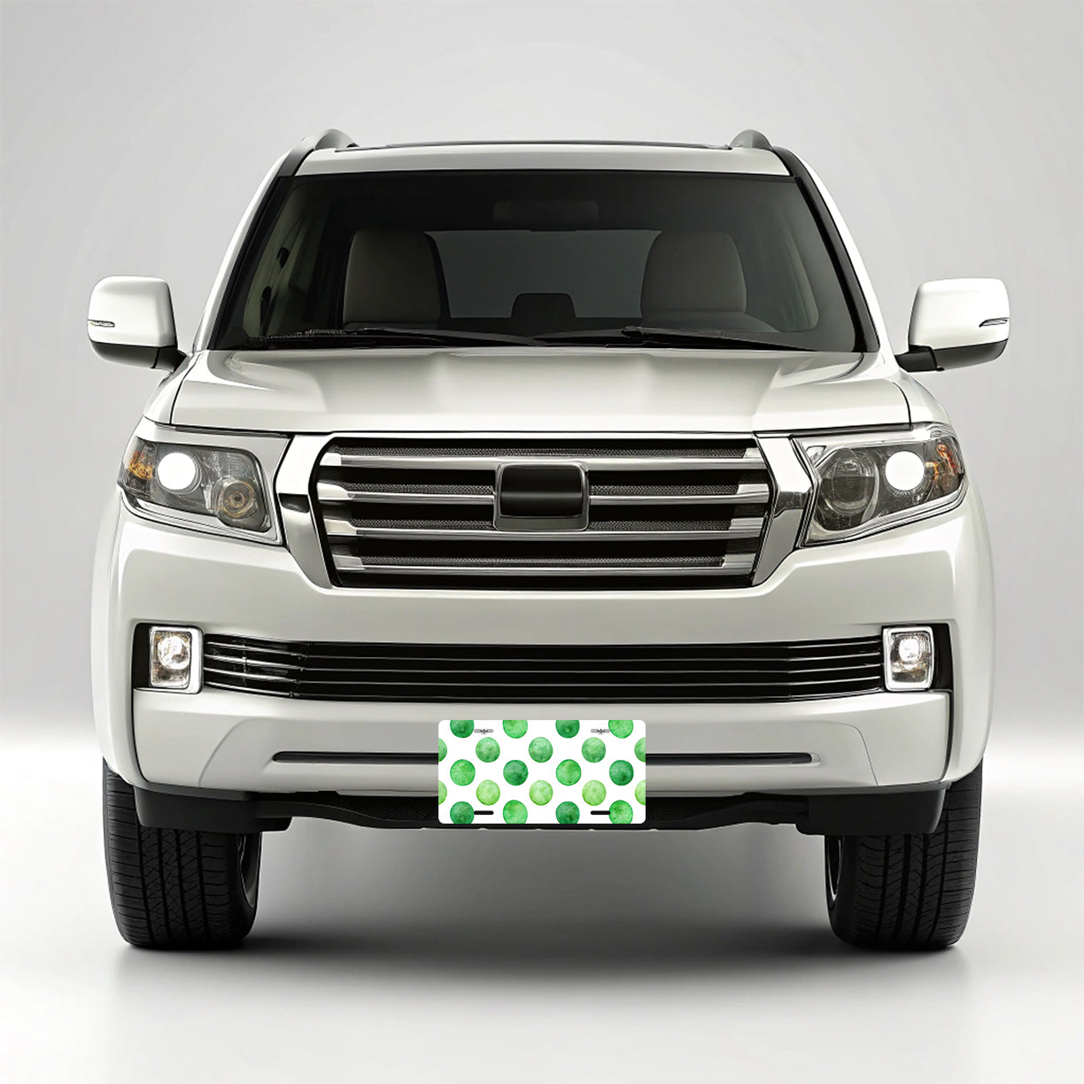 Green Polka Dots White Background Metal Vanity Novelty Tag License Plate for Trucks Cars SUVs