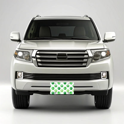Green Polka Dots White Background Metal Vanity Novelty Tag License Plate for Trucks Cars SUVs