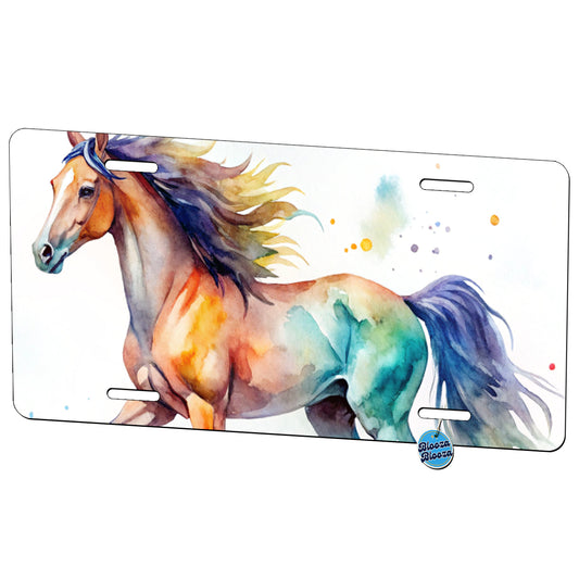 Horse Watercolor Design Metal Vanity Novelty Tag License Plate for Trucks Cars SUVs