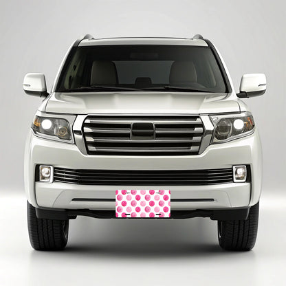 Hot Pink Polka Dots White Background Metal Vanity Novelty Tag License Plate for Trucks Cars SUVs