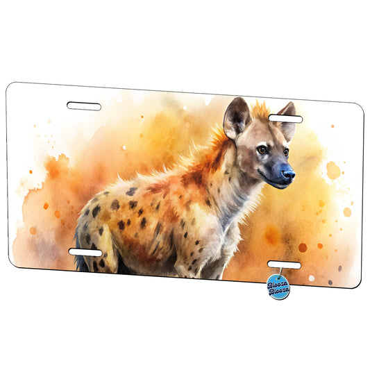 Hyena African Plain Watercolor Design Metal Vanity Novelty Tag License Plate for Trucks Cars SUVs