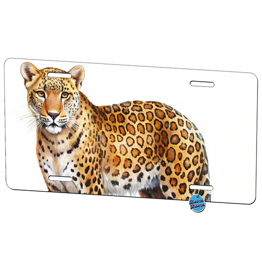 Leopard Print Watercolor Metal Vanity Novelty Tag License Plate for Trucks Cars SUVs