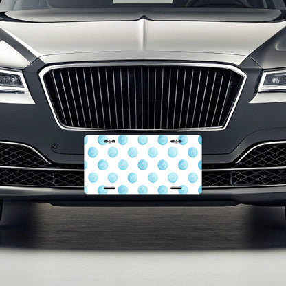 Light Blue Polka Dots White Background Metal Vanity Novelty Tag License Plate for Trucks Cars SUVs