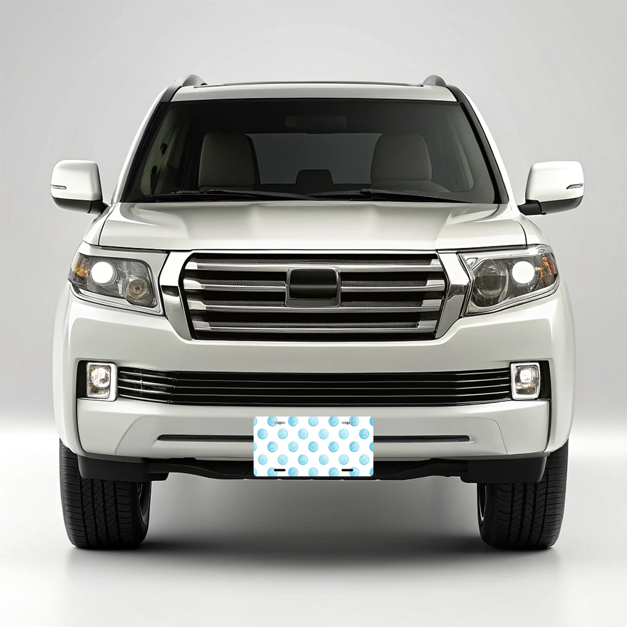 Light Blue Polka Dots White Background Metal Vanity Novelty Tag License Plate for Trucks Cars SUVs