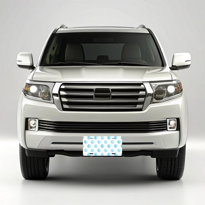Light Blue Polka Dots White Background Metal Vanity Novelty Tag License Plate for Trucks Cars SUVs