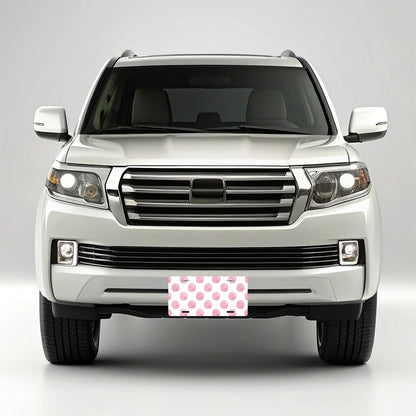 Light Pink Polka Dots White Background Metal Vanity Novelty Tag License Plate for Trucks Cars SUVs