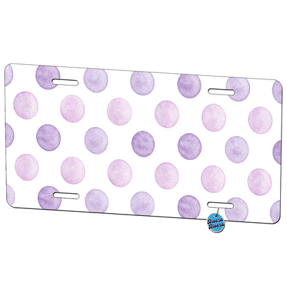 Light Purple Polka Dots White Background Metal Vanity Novelty Tag License Plate for Trucks Cars SUVs