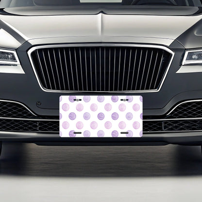 Light Purple Polka Dots White Background Metal Vanity Novelty Tag License Plate for Trucks Cars SUVs