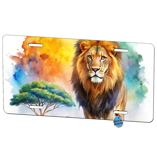 Lion African Plain Beautiful Watercolor Metal Vanity Novelty Tag License Plate for Trucks Cars SUVs