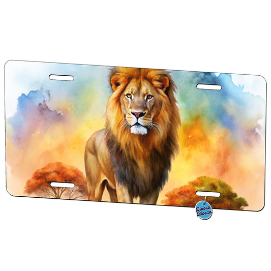 Lion African Plain Watercolor Metal Vanity Novelty Tag License Plate for Trucks Cars SUVs