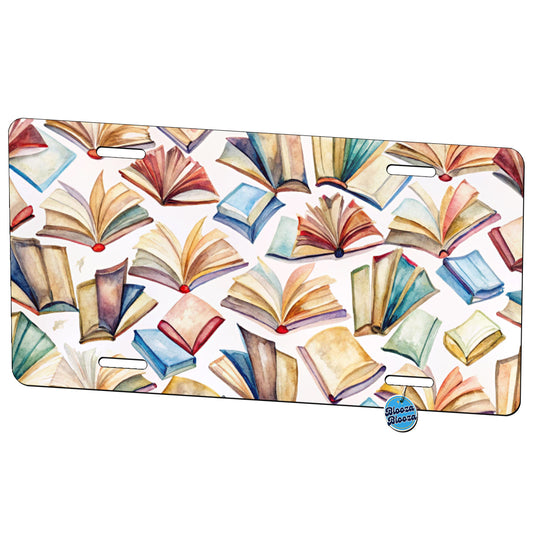 Open Books Watercolor Reader Reading Metal Vanity Novelty Tag License Plate for Trucks Cars SUVs