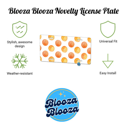 Orange Polka Dots White Background Metal Vanity Novelty Tag License Plate for Trucks Cars SUVs
