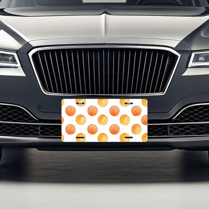 Orange Polka Dots White Background Metal Vanity Novelty Tag License Plate for Trucks Cars SUVs