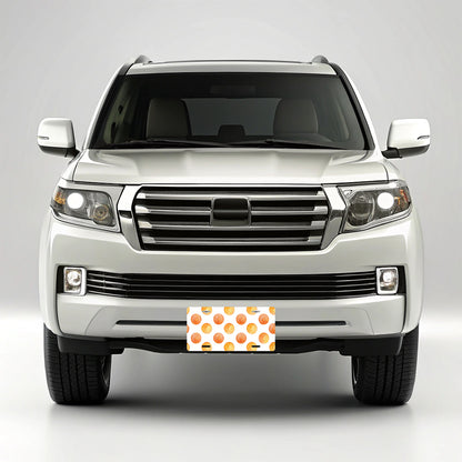 Orange Polka Dots White Background Metal Vanity Novelty Tag License Plate for Trucks Cars SUVs