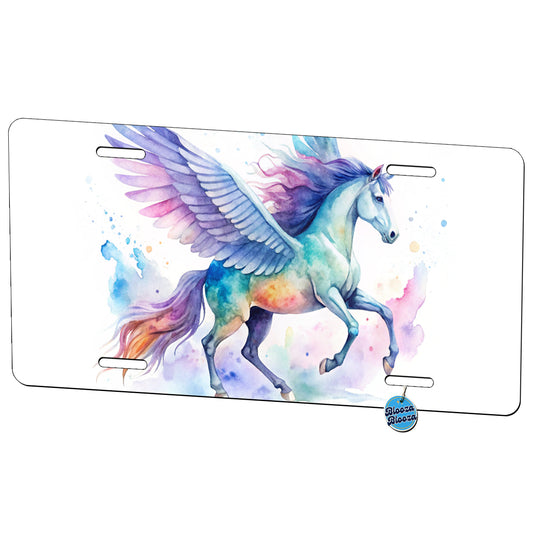 Pegasus Greek Mythology Watercolor Design Metal Vanity Novelty Tag License Plate for Trucks Cars SUVs