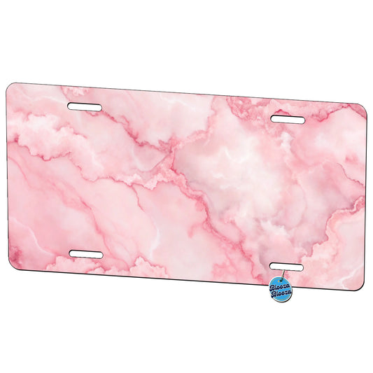 Pink Marble Background Watercolor Metal Vanity Novelty Tag License Plate for Trucks Cars SUVs
