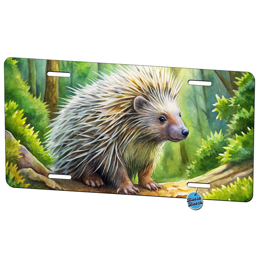 Porcupine In Forest Watercolor Metal Vanity Novelty Tag License Plate for Trucks Cars SUVs