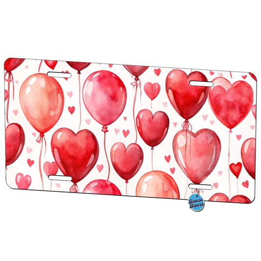 Red Balloons Hearts Watercolor Love Anniversary Metal Vanity Novelty Tag License Plate for Trucks Cars SUVs