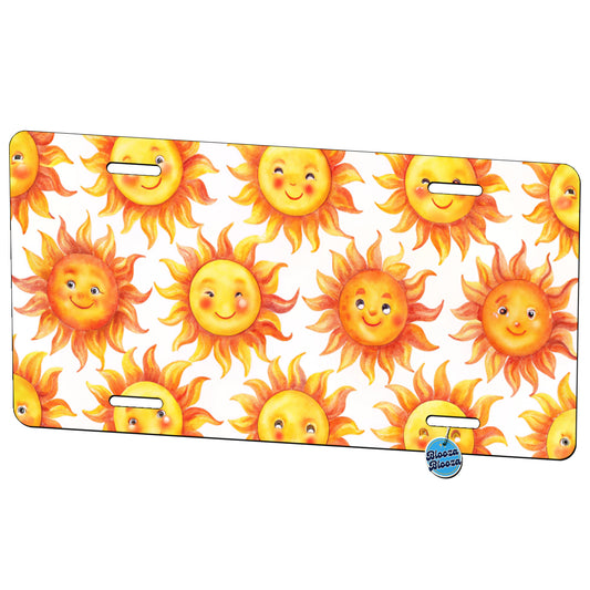 Smiling Suns Watercolor Metal Vanity Novelty Tag License Plate for Trucks Cars SUVs
