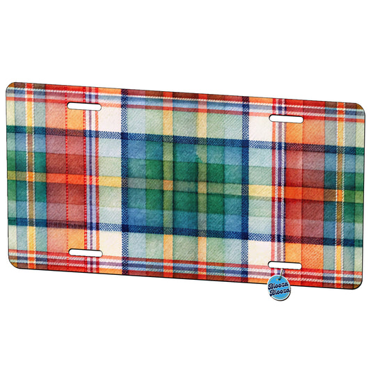 Tartan Plaid Watercolor Metal Vanity Novelty Tag License Plate for Trucks Cars SUVs