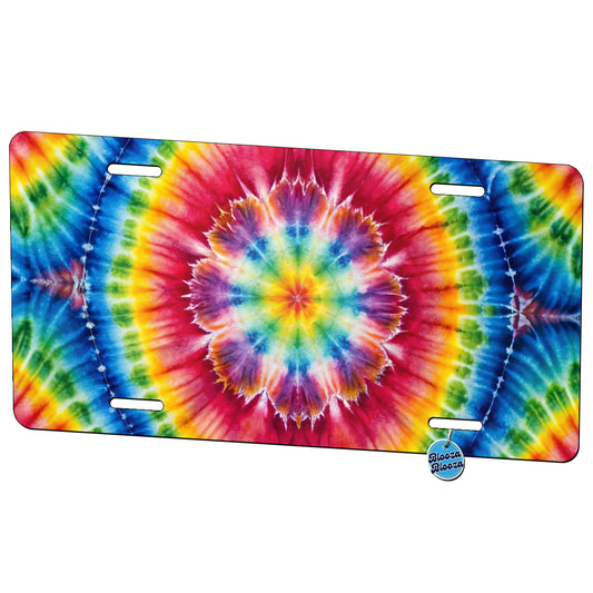 Tie Dye Pattern Watercolor Metal Vanity Novelty Tag License Plate for Trucks Cars SUVs