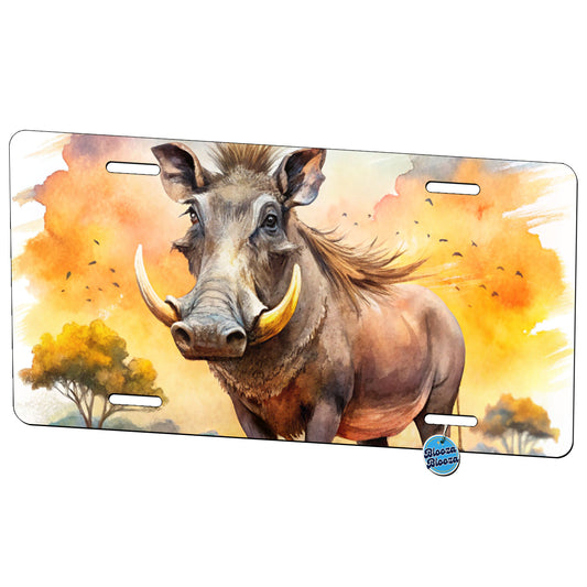 Warthog African Plain Watercolor Design Metal Vanity Novelty Tag License Plate for Trucks Cars SUVs