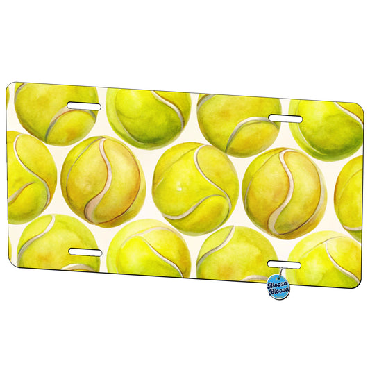 Yellow Tennis Balls Watercolor Metal Vanity Novelty Tag License Plate for Trucks Cars SUVs