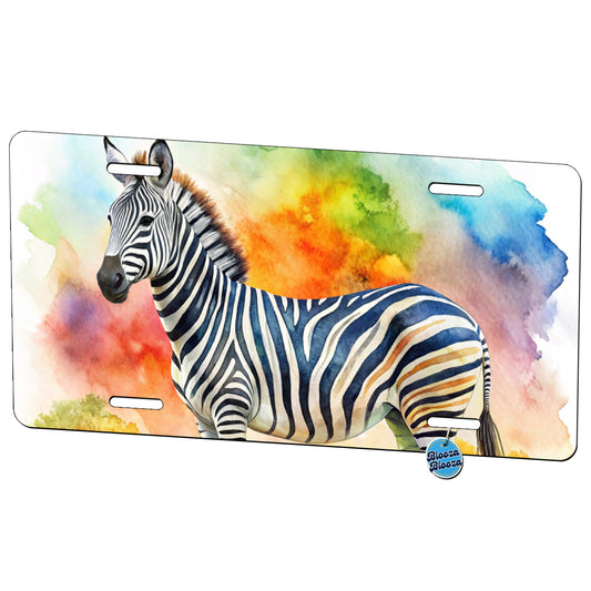 Zebra African Plain Watercolor Design Metal Vanity Novelty Tag License Plate for Trucks Cars SUVs