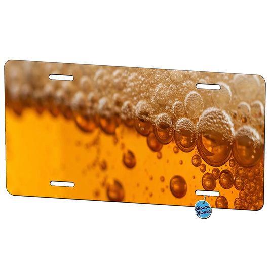 Beer Lager Closeup Foam On Top Funny Metal Vanity Novelty Tag License Plate for Trucks Cars SUVs