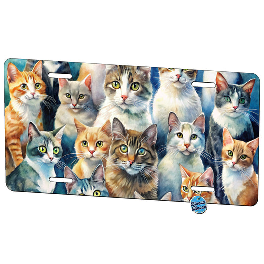 Bunch Of Cats Watercolor Metal Vanity Novelty Tag License Plate for Trucks Cars SUVs