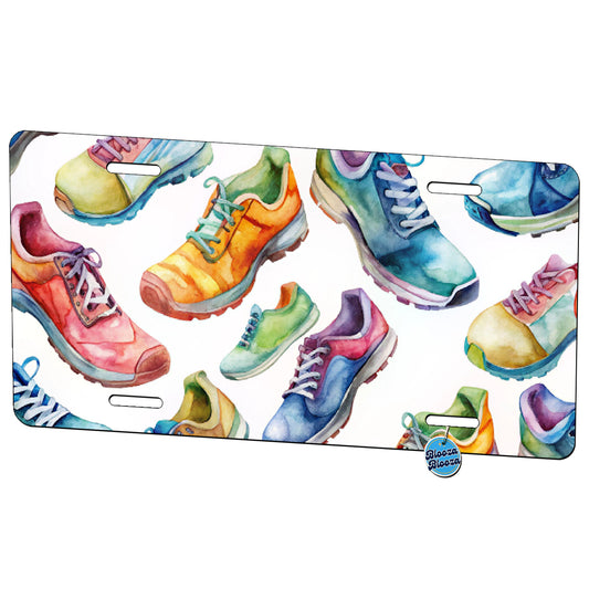 Colorful Running Shoes Runners Metal Vanity Novelty Tag License Plate for Trucks Cars SUVs