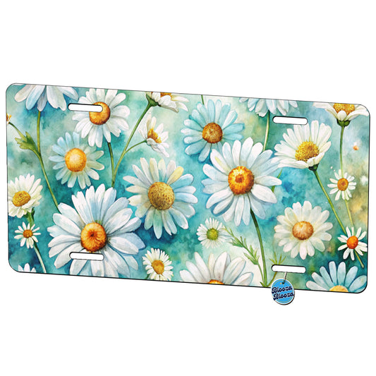 Daisies Daisy Flowers Watercolor Metal Vanity Novelty Tag License Plate for Trucks Cars SUVs