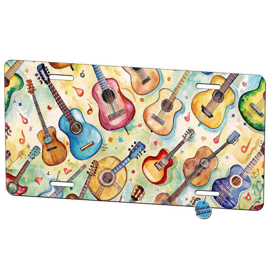 Guitars Artistic Colorful Music Metal Vanity Novelty Tag License Plate for Trucks Cars SUVs