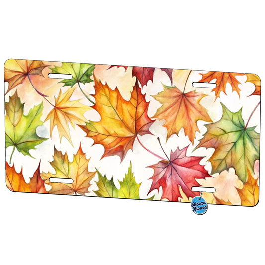 Maple Leaves Watercolor Metal Vanity Novelty Tag License Plate for Trucks Cars SUVs