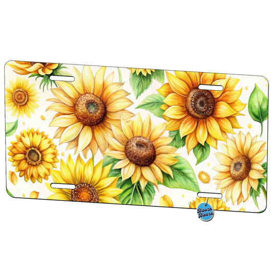Sunflowers Scattered Watercolor Metal Vanity Novelty Tag License Plate for Trucks Cars SUVs