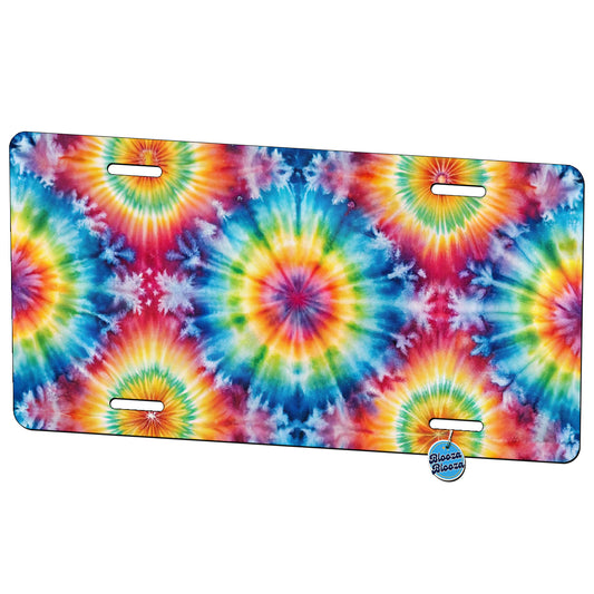 Tie Dye Pattern Fun Watercolor Metal Vanity Novelty Tag License Plate for Trucks Cars SUVs