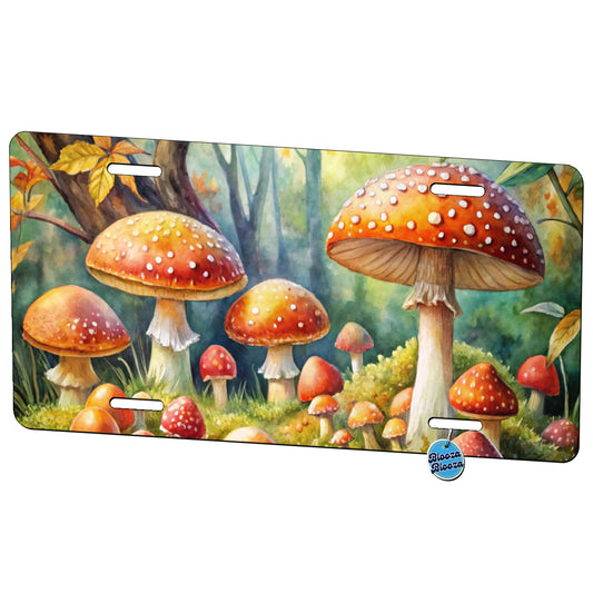 Woodland Mushrooms Watercolor Metal Vanity Novelty Tag License Plate for Trucks Cars SUVs
