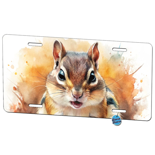 Angry Mad Chipmunk Watercolor Metal Vanity Novelty Tag License Plate for Trucks Cars SUVs