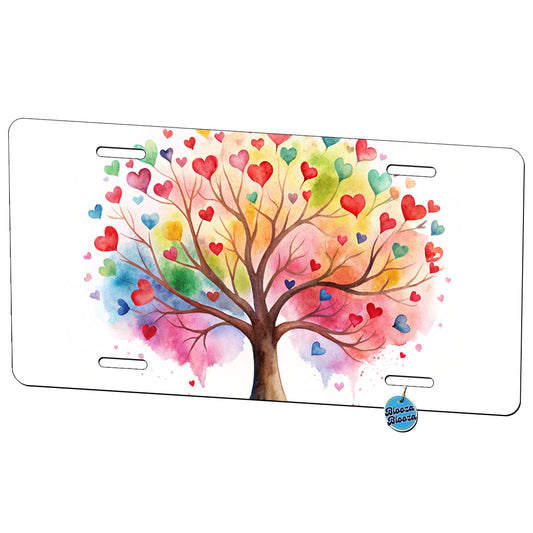Autism Awareness Acceptance Tree With Hearts Watercolor Metal Vanity Novelty Tag License Plate for Trucks Cars SUVs