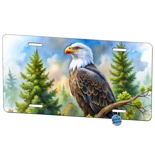 Bald Eagle In Tree Watercolor Metal Vanity Novelty Tag License Plate for Trucks Cars SUVs