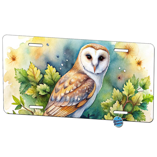 Barn Owl In Tree Watercolor Metal Vanity Novelty Tag License Plate for Trucks Cars SUVs