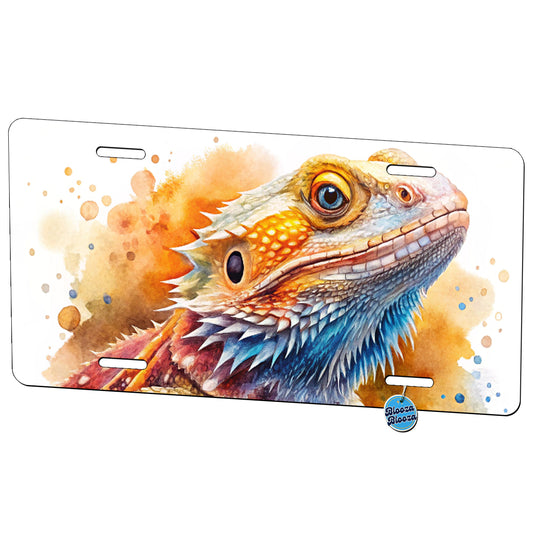 Bearded Dragon Lizard Reptile Watercolor Metal Vanity Novelty Tag License Plate for Trucks Cars SUVs