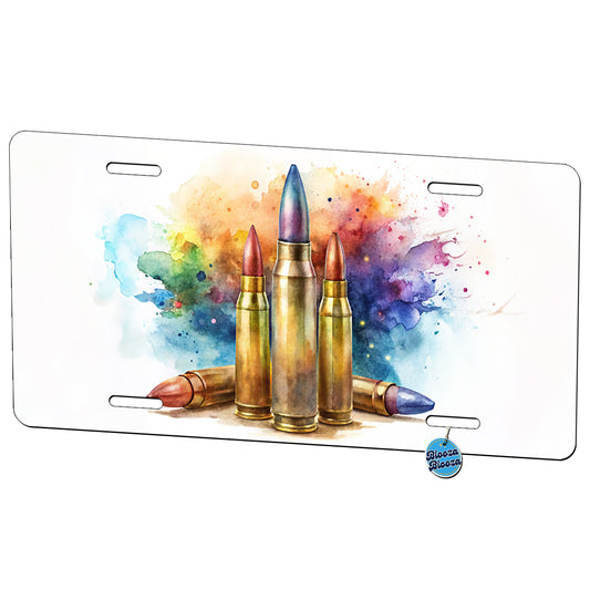 Bullets Watercolor Metal Vanity Novelty Tag License Plate for Trucks Cars SUVs